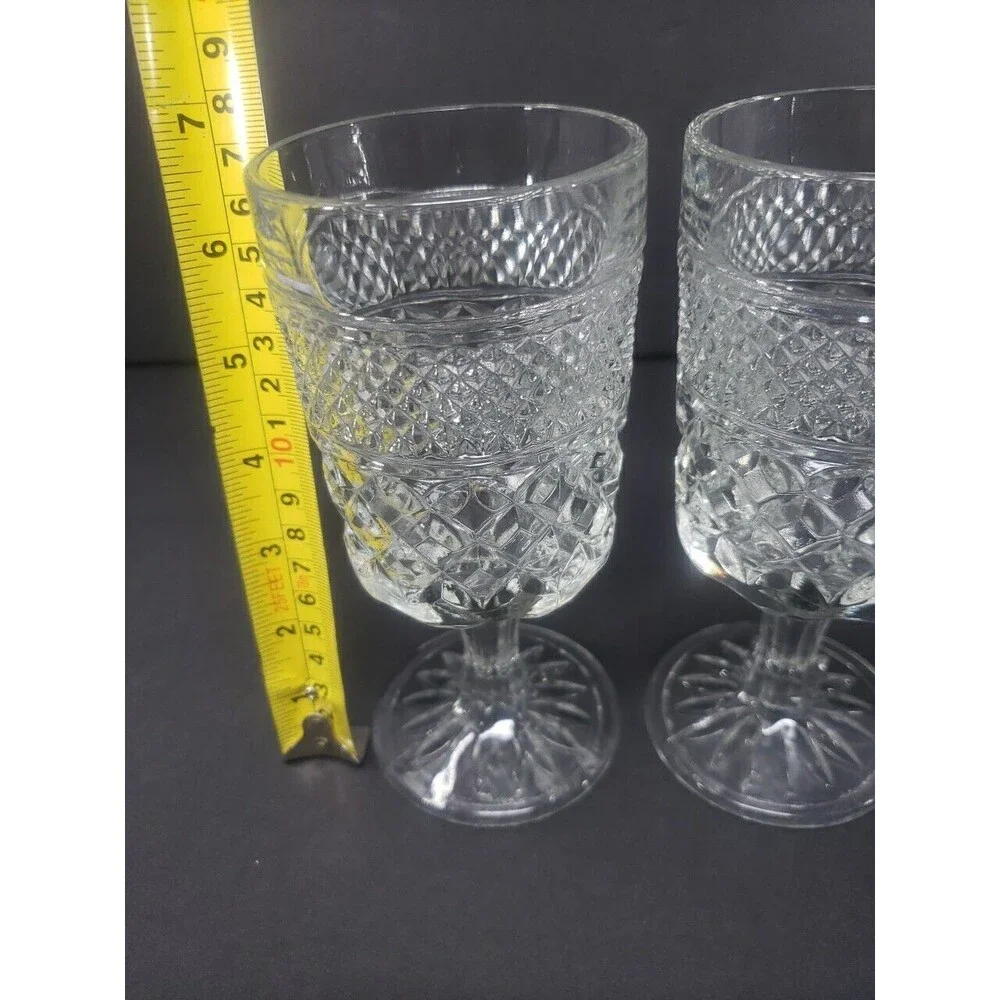 Vintage Anchor Hocking Wexford Glass Wine Water Goblet Set of Two Classic